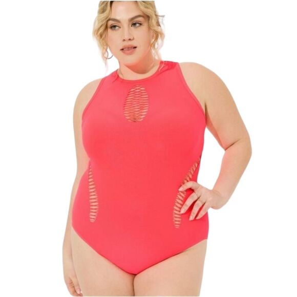 TORRID OX SEAMLESS NEON BLUSH BODYSUIT PLUS SIZE 2X - Picture 1 of 16